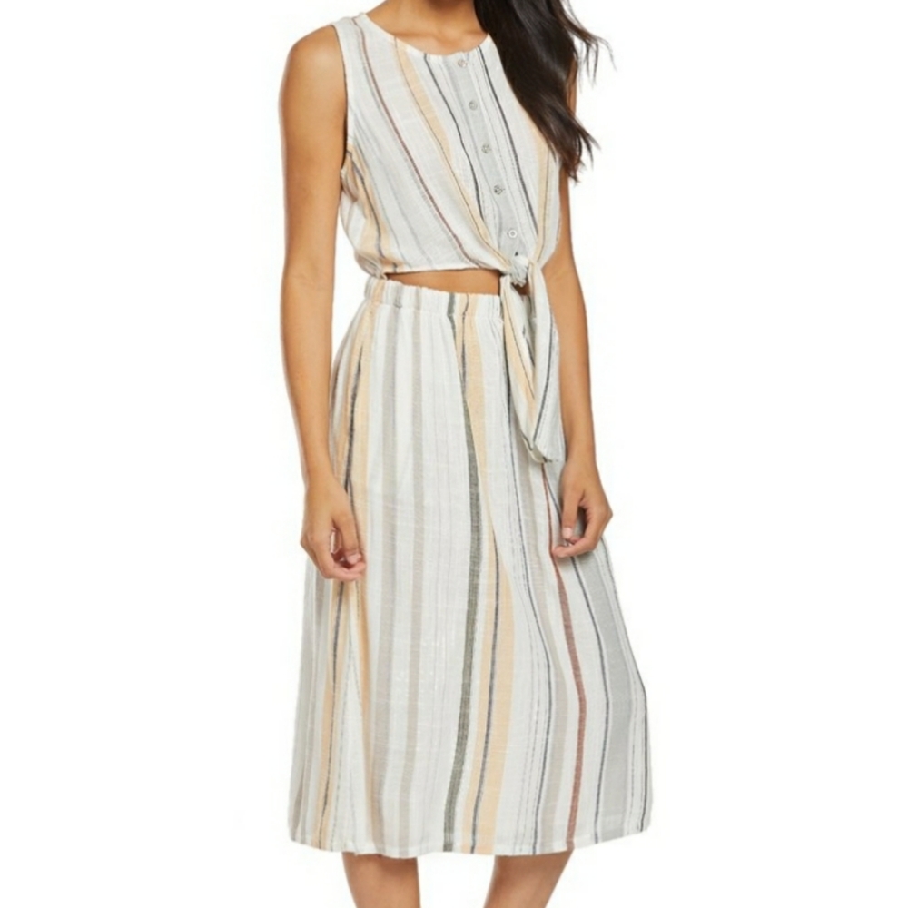 Striped Sleeveless Midi Dress